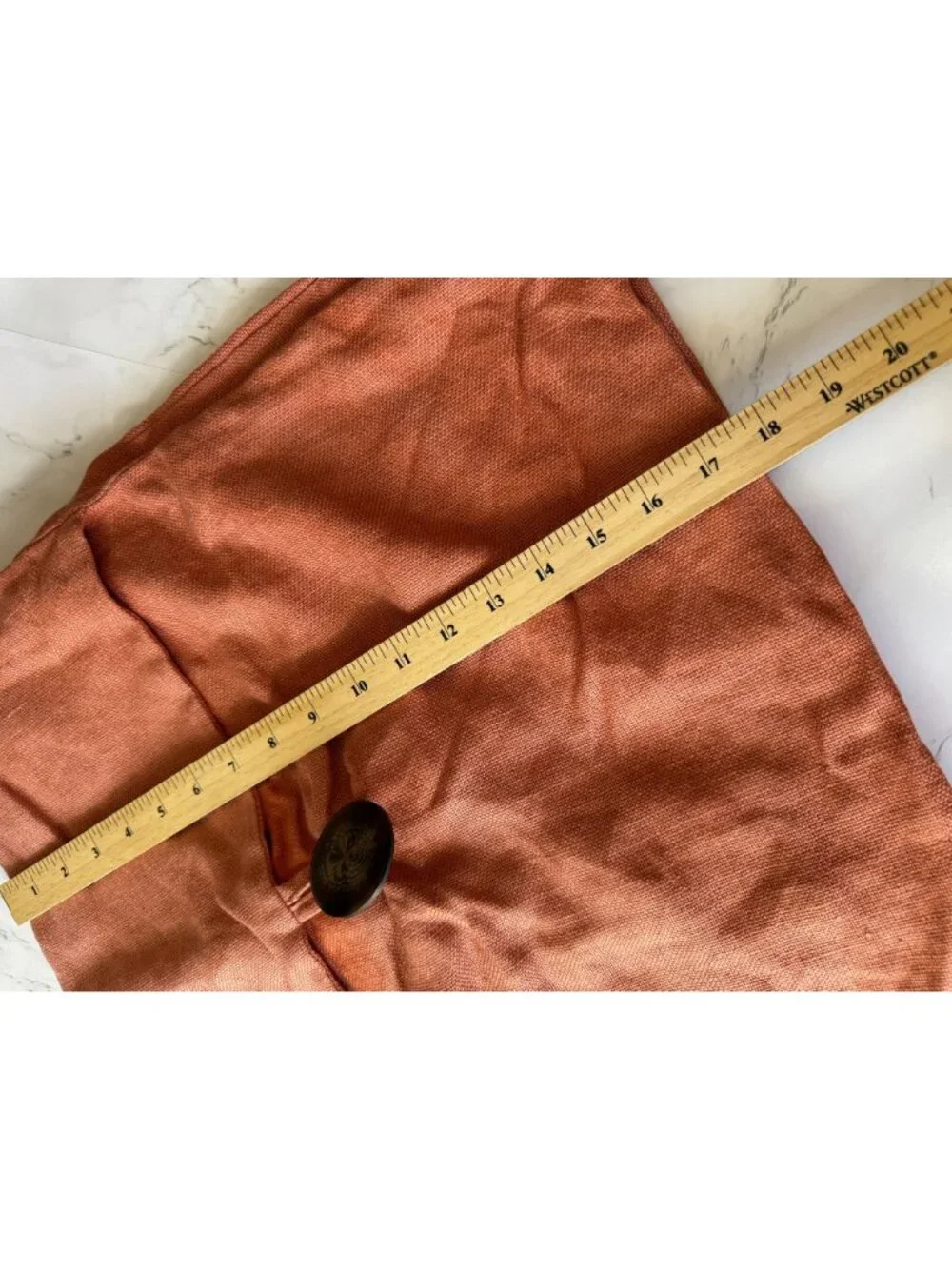 Set Pottery Barn Rust Orange 100% Linen Buttoned Throw Pillow Covers 18